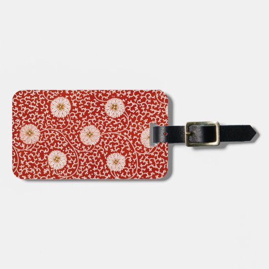赤いフローラ鮮やか華美クラシックパターン ラゲッジタグ (正面横)