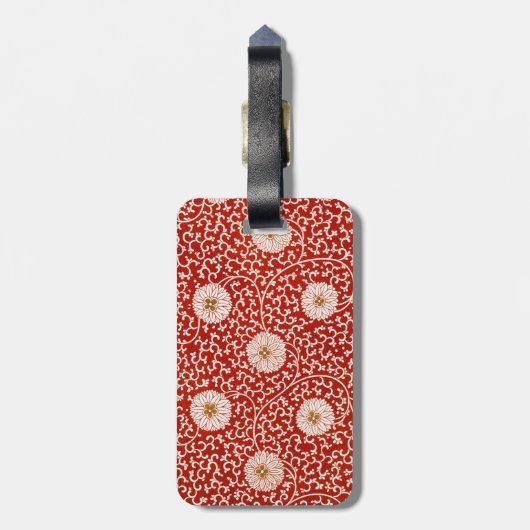 赤いフローラ鮮やか華美クラシックパターン ラゲッジタグ (裏面縦)