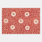 赤いフローラ鮮やか華美クラシックパターン ラッピングペーパーシート (正面2)