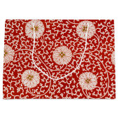 赤いフローラ鮮やか華美クラシックパターン ラージペーパーバッグ (正面)