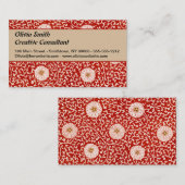 赤いフローラ鮮やか華美クラシックパターン 名刺 (正面/裏面)