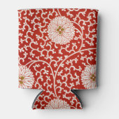 赤いフローラ鮮やか華美クラシックパターン 缶クーラー (正面)