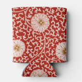 赤いフローラ鮮やか華美クラシックパターン 缶クーラー (裏面)