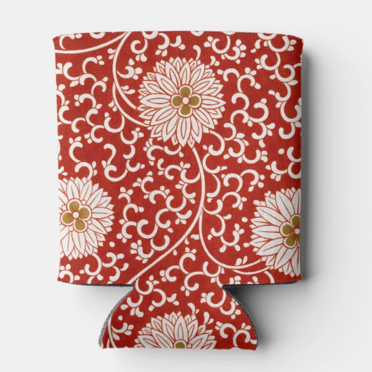 赤いフローラ鮮やか華美クラシックパターン 缶クーラー (裏面)