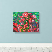 赤いフローラ- Om 絵を描 Canvas's キャンバスプリント (インサイチュ (ウッドフロア))