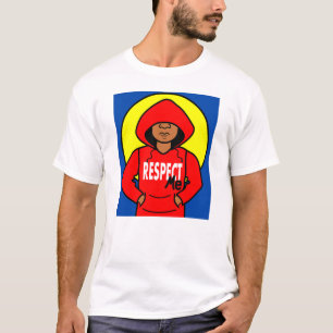 赤いフード付きスウェットシャツを身に着けている漫画のアフリカ系アメ Tシャツ