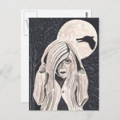 赤いフード付き小はがき ポストカード (正面/裏面)