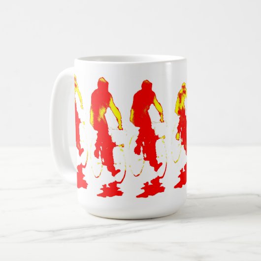 赤いフード付の自転車のマグ トラベルマグ (正面左)