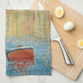 『赤いブイ』ポール・シニャックによる、ヴィンテージ・ポイントリリズム キッチンタオル (四つ折り)