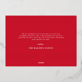 赤いブッシュ オーナメント ベビー発表 ホリデー カード (裏面)