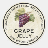 赤いブドウのゼリー ヴィンテージ風缶詰ラベル ラウンドシール (正面)