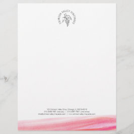 赤いブドウ園のワイナリーのモダンな水彩画レターヘッド レターヘッド