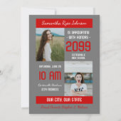 赤いブモダンロック3-フォト卒業 招待状 (裏面)