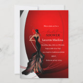 赤いブライダルシャワーの女性への招待 招待状 (正面)