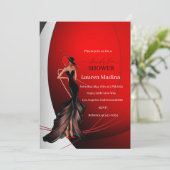 赤いブライダルシャワーの女性への招待 招待状 (スタンド正面)