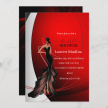 赤いブライダルシャワーの女性への招待