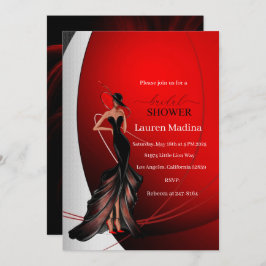 赤いブライダルシャワーの女性への招待 招待状