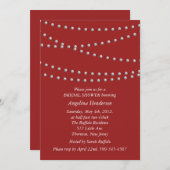 赤いブライダルシャワーの糸でつないた真珠 招待状 (正面/裏面)