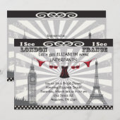 赤いブライダルシャワー招待状との黒 招待状 (正面/裏面)