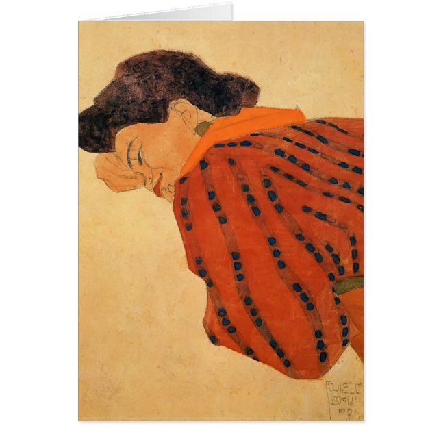 赤いブラウスを持つエゴンSchiele-の横たわる女性 (正面)