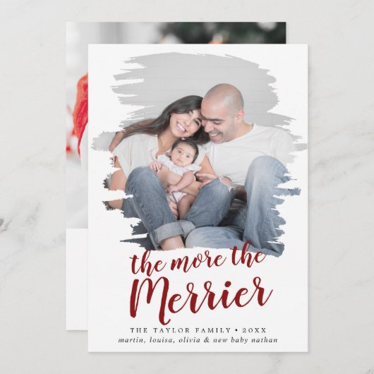 赤いブラシで出産のメリー発表を増やす シーズンカード (正面/裏面)