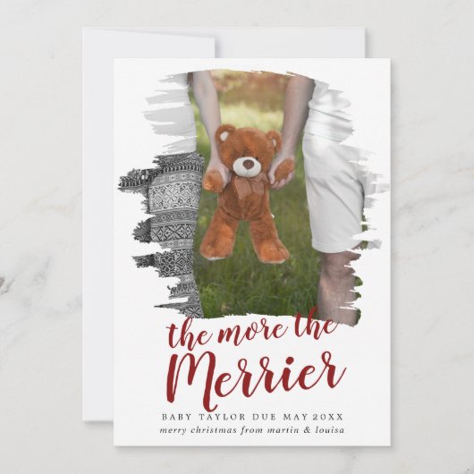 赤いブラシで妊娠メリー写真を塗る シーズンカード (正面)