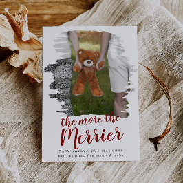 赤いブラシで妊娠メリー写真を塗る シーズンカード