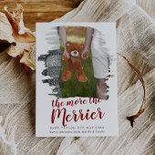 赤いブラシで妊娠メリー写真を塗る シーズンカード