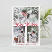 赤いブラシのスクリプト写真メリークリスマス シーズンカード (スタンド正面)