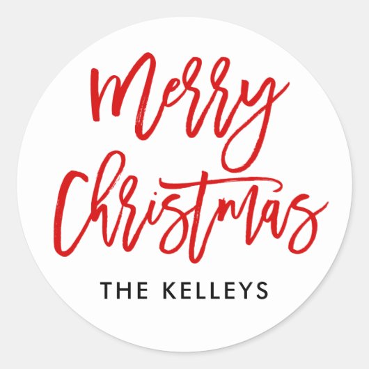 赤いブラシスクリプト ラウンドシール (正面)