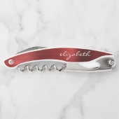 赤いブラシフェイクド仕上げメタルパーソナライズされたスクリプト ソムリエナイフ (裏面)