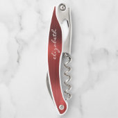 赤いブラシフェイクド仕上げメタルパーソナライズされたスクリプト ソムリエナイフ (裏面)