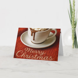 赤いブランケットの上のメリークリスマスホットチョコレート シーズンカード