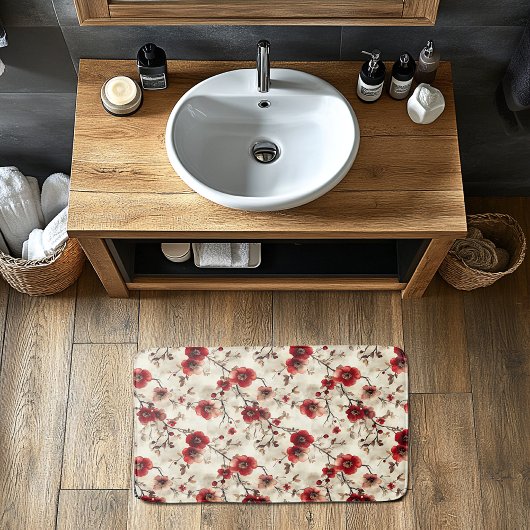 赤いブルゴーニュのピンクの花芽パターン バスマット