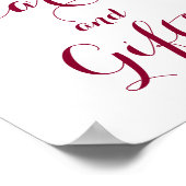 赤いブルゴーニュのフローラカードとギフト結婚のポスター ポスター (角)