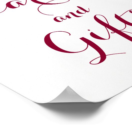 赤いブルゴーニュのフローラカードとギフト結婚のポスター ポスター (角)