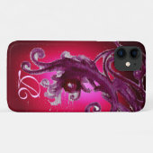 赤いブルゴーニュの紫の果実と渦巻きモノグラム Case-Mate iPhoneケース (裏面(横))