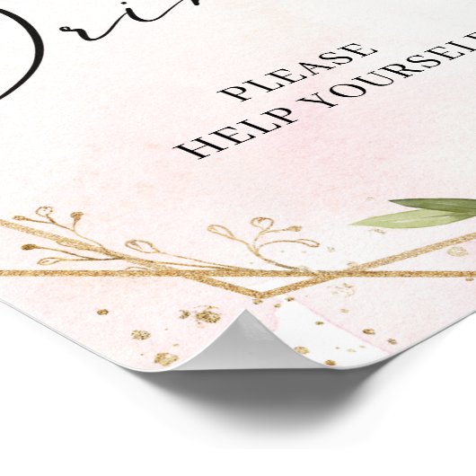 赤いブルゴーニュフローラ金ゴールド幾何学飲料の記号 ポスター (角)