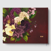 赤いブルゴーニュ金ゴールド銅フローラ冬の結婚式 ゲストブック (裏面)