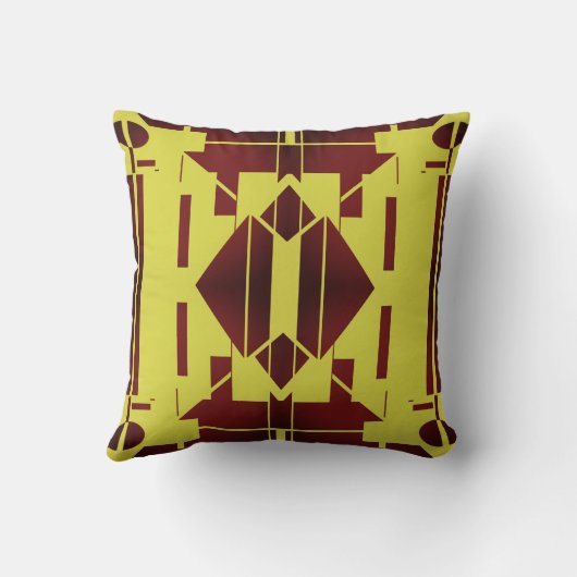 赤いブルゴーニュ黄色の対称地中海の外観 クッション (裏面)