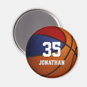 赤いブルーのチームカラーバスケットボールパーティー マグネット (正面/裏面)