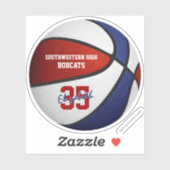 赤いブルーのバスケットボールの女の子の男の子チームカラー シール (シート)