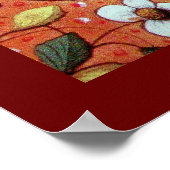 赤いブルーのフローラモチーフのユニコーン ポスター (角)