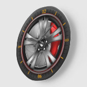 赤いブレーキ付きスポーツカーギア大時計 ラージ壁時計 (傾斜)