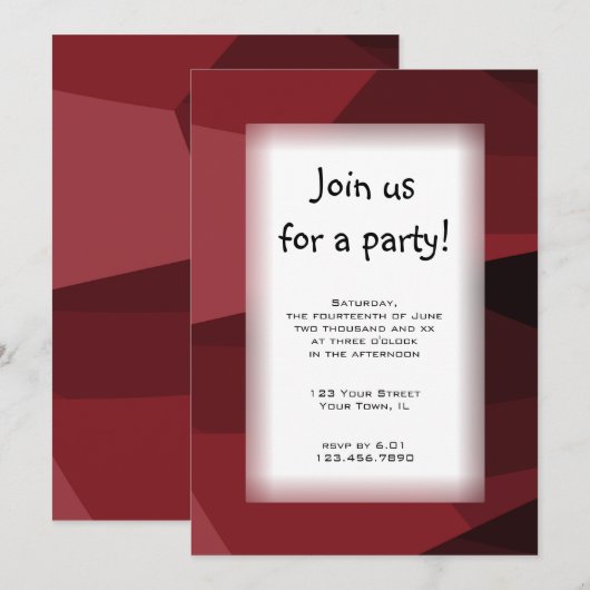赤いブロックのオールパーパスパーティー招待状 招待状 (正面/裏面)