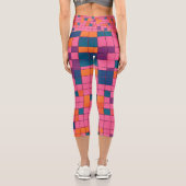 赤いブロックのリーギング カプリレギンス (裏面)