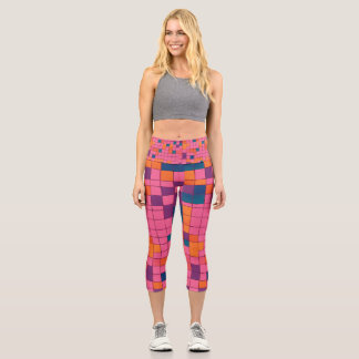 赤いブロックのリーギング カプリレギンス