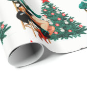 赤いブーツおよびクリスマスツリーを持つヴィンテージの女性のカーボーイ ラッピングペーパー (ロールコーナー)