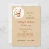 赤いブーツの可愛いアヒル赤ちゃんシャワー 招待状 (裏面)