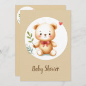 赤いブーツの可愛いアヒル赤ちゃんシャワー 招待状 (正面/裏面)